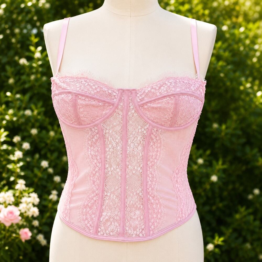 Dealmore Pink Lace Corset Bustier Top Medium Romantic Coquette Grunge